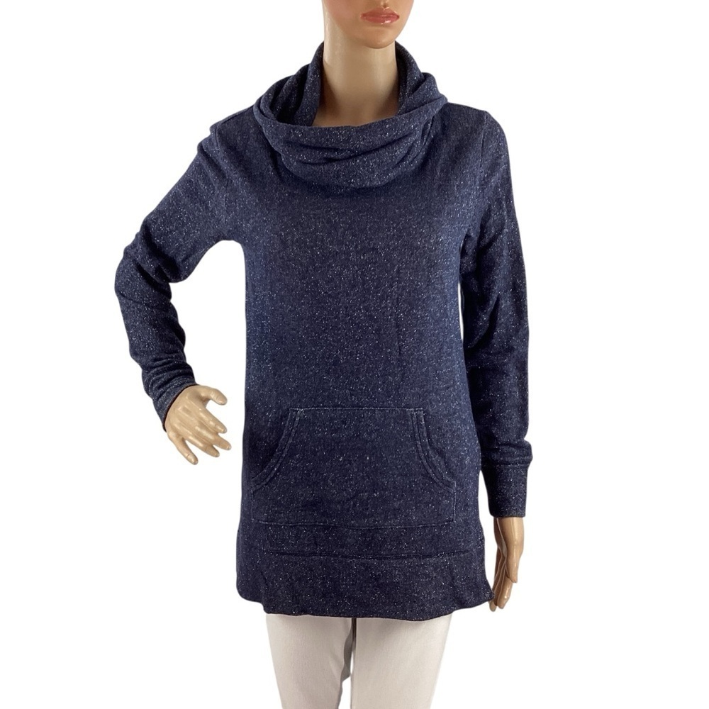 GapBody Metallic Cowl Neck Sweater Blue XS